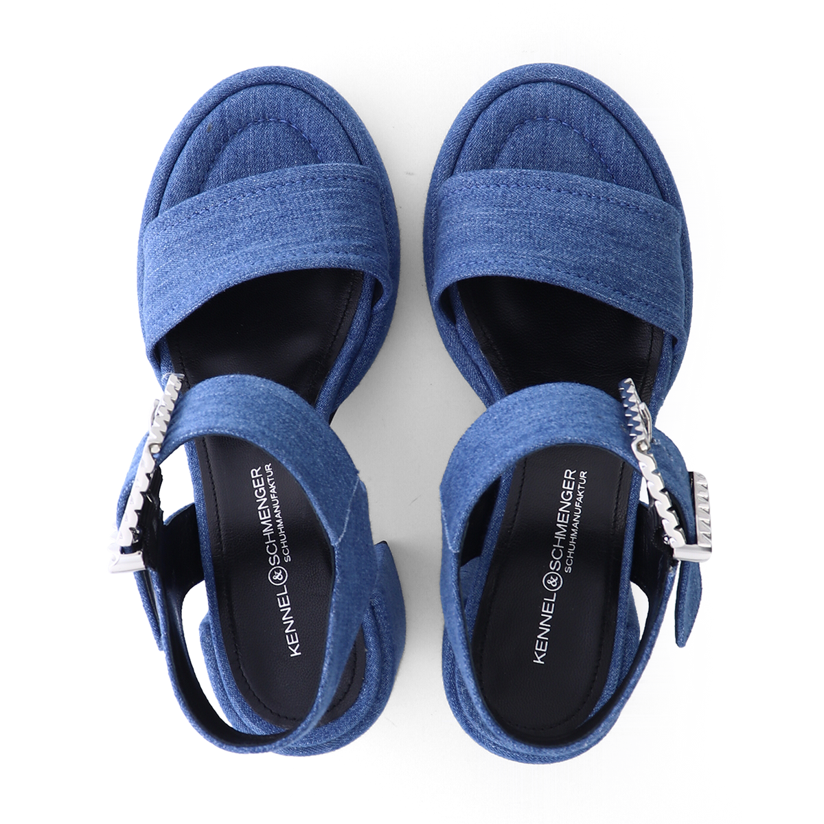 Mila plateau sandal blue/silver Shoe Kennel & Schmenger