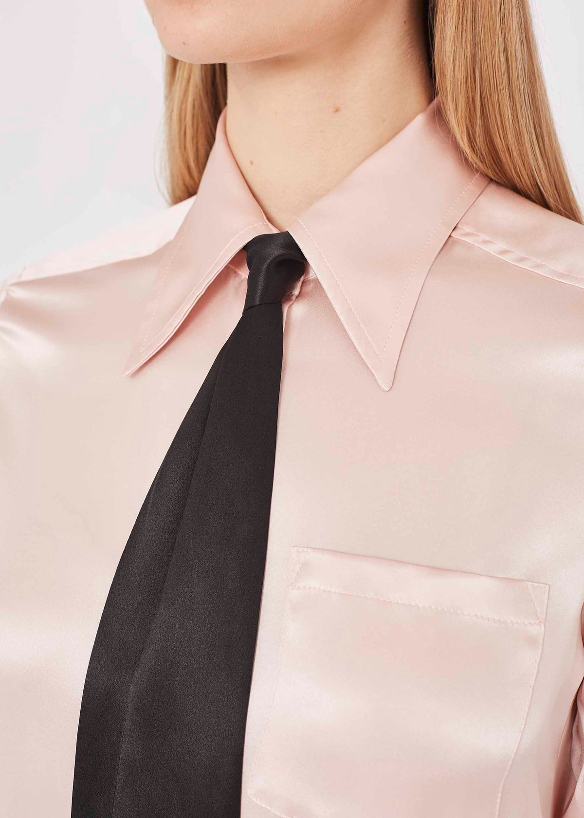 Minnelli silk satin shirt - pink & black Shirts Bella Freud