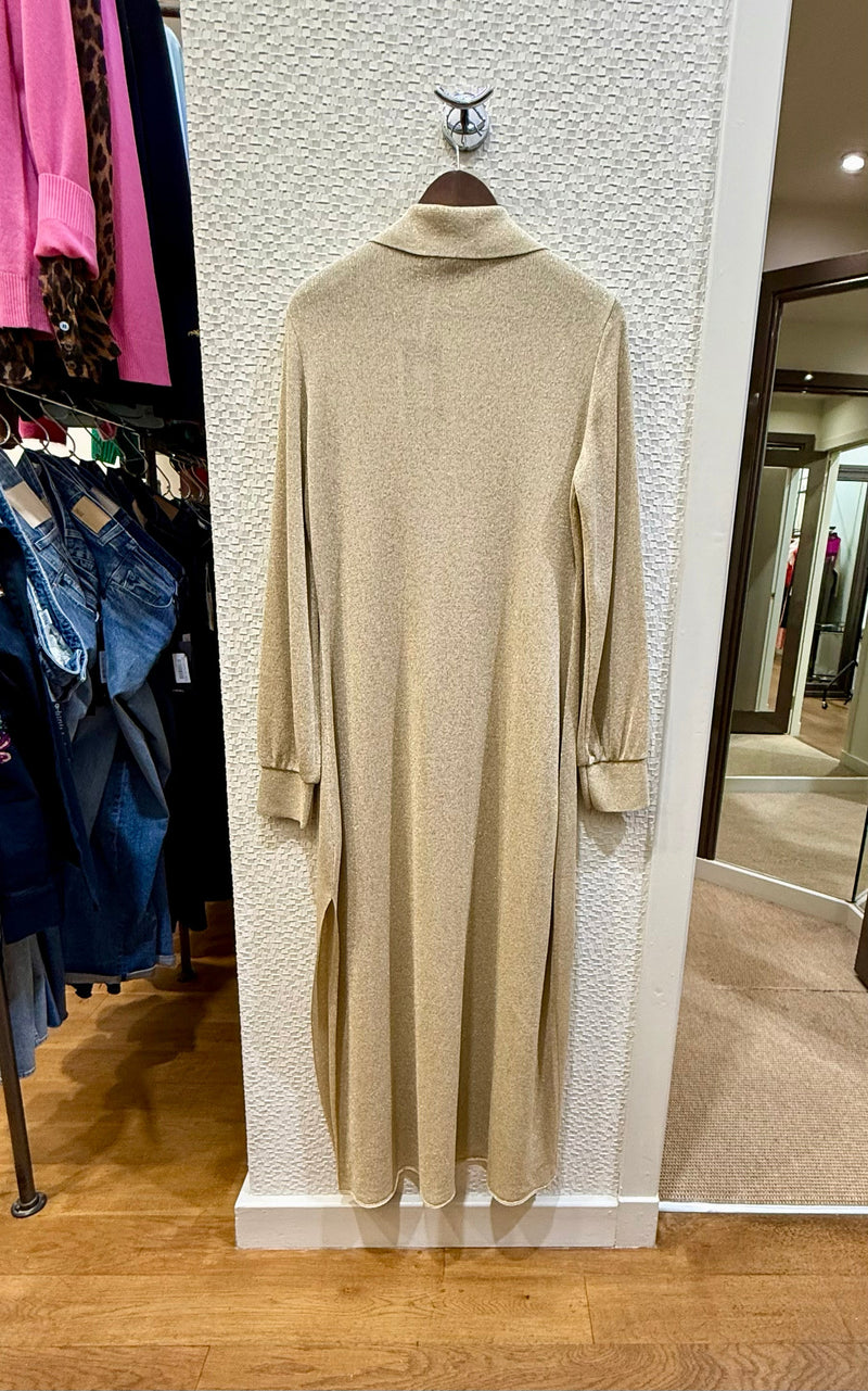 N24457 maxi dress with polo neck - light gold Dresses Neera