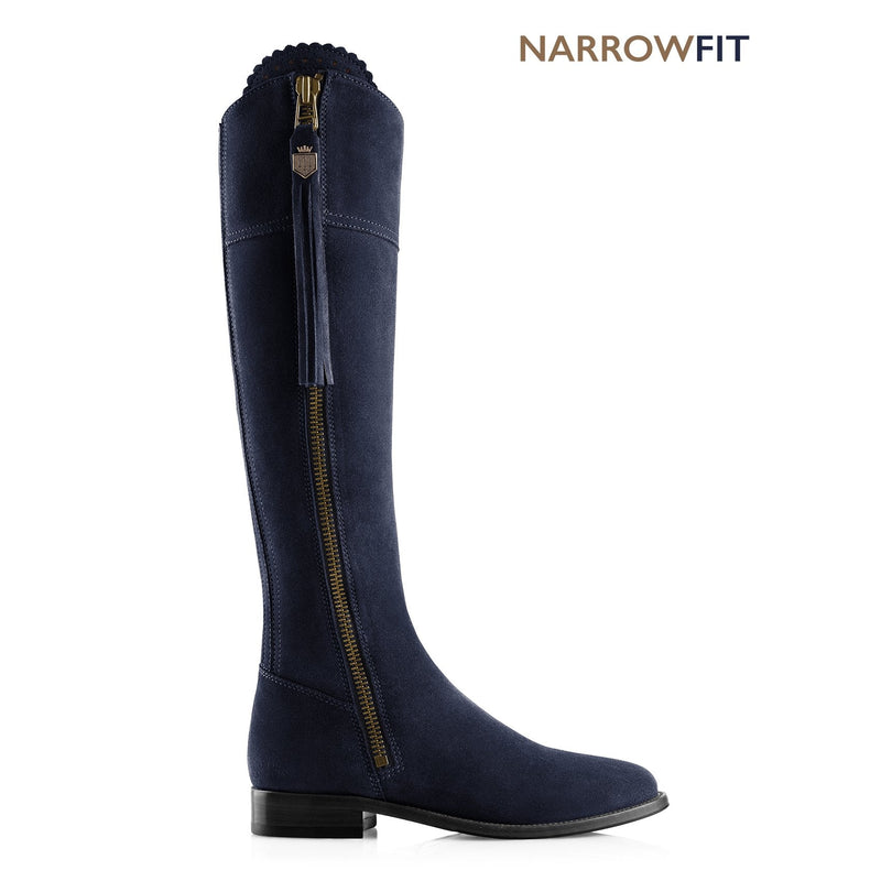 Narrow Fit Regina - Navy Suede Tall Boots FAIRFAX & FAVOR