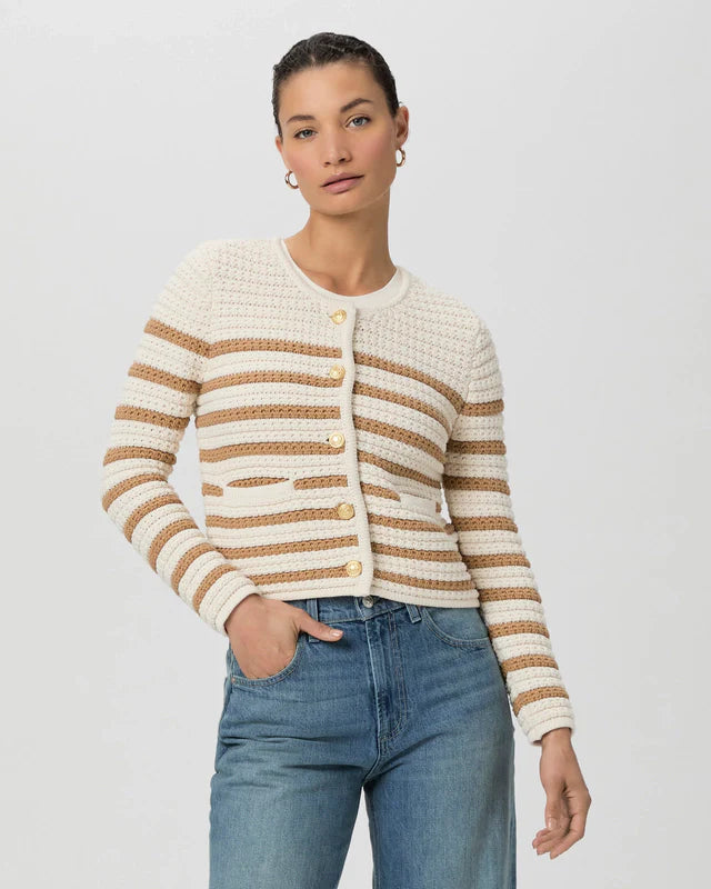 Oberon cardigan - ivory / biscotti Cardigans Paige