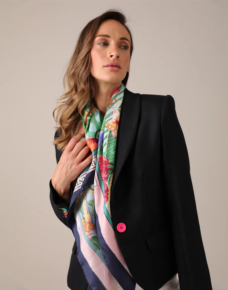 Olivia blazer - navy loxley with multi coloured buttons