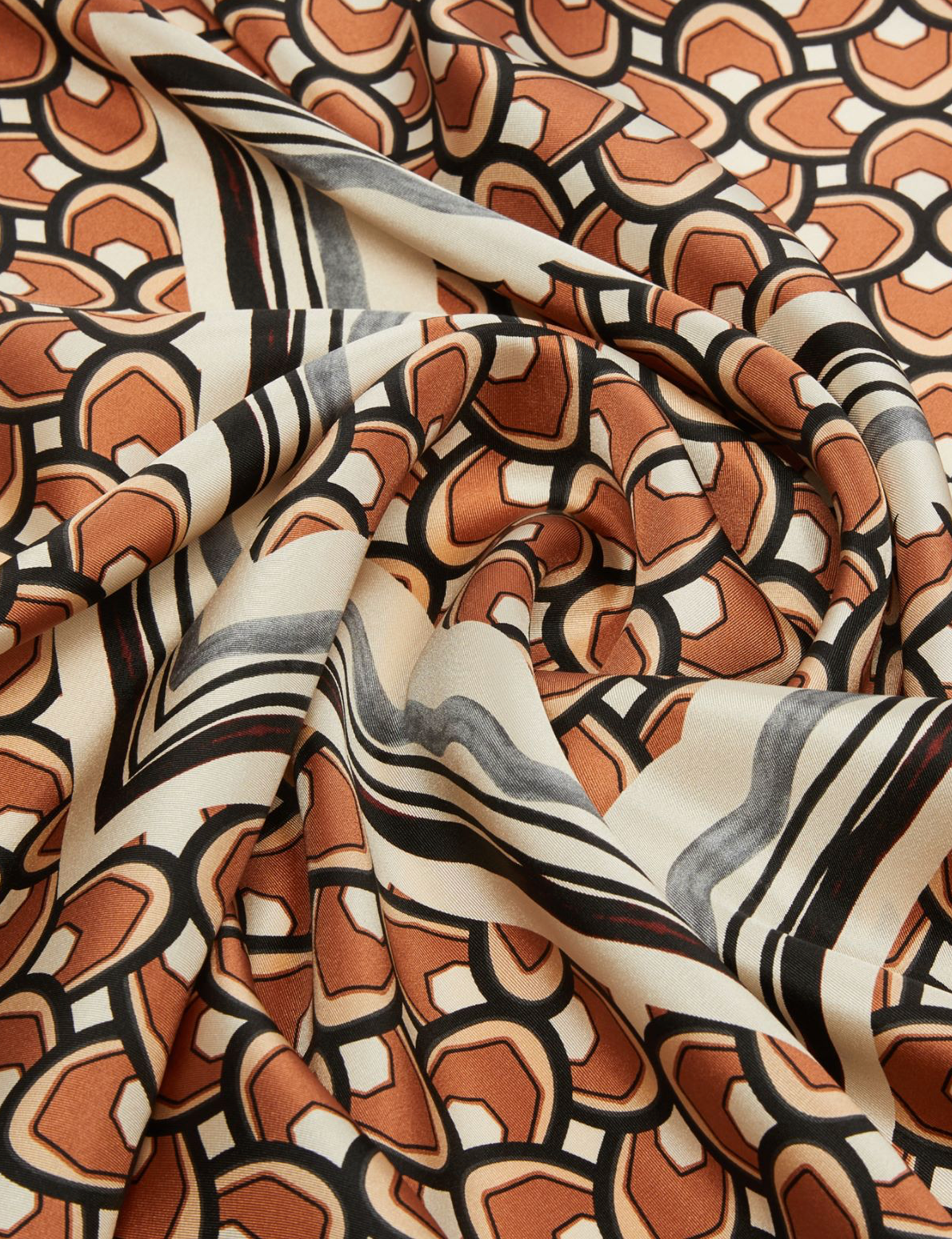 Printed silk twill foulard - hazelnut brown Scarves MaxMara