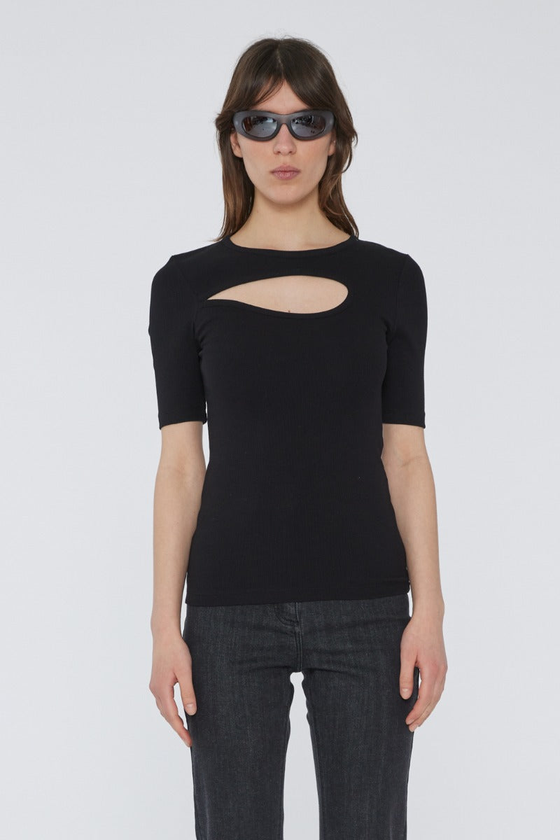 Rib cut out t-shirt Shirts & Blouses REMAIN - BIRGER