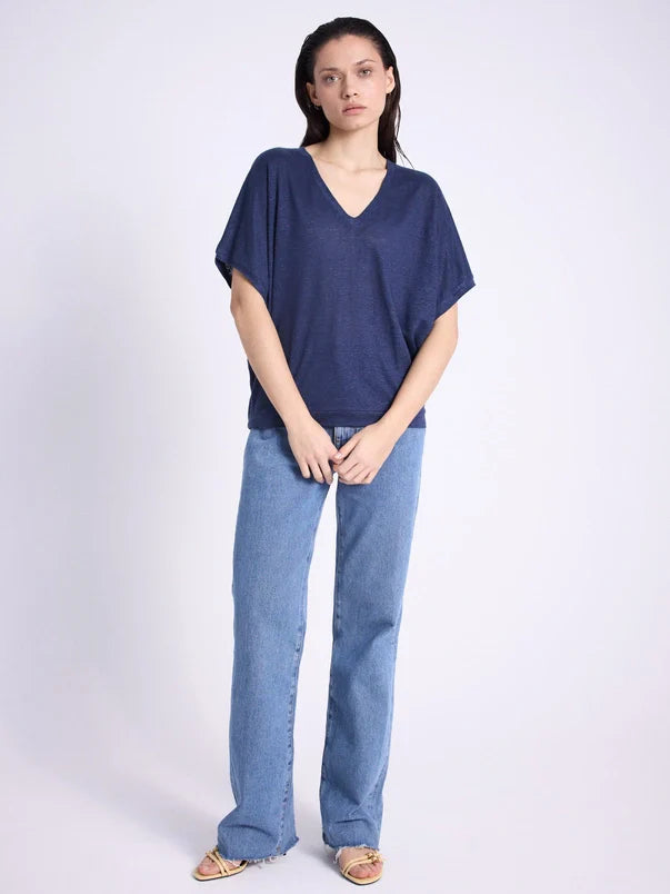 Sophia linen t-shirt - marine T-shirts Not Shy