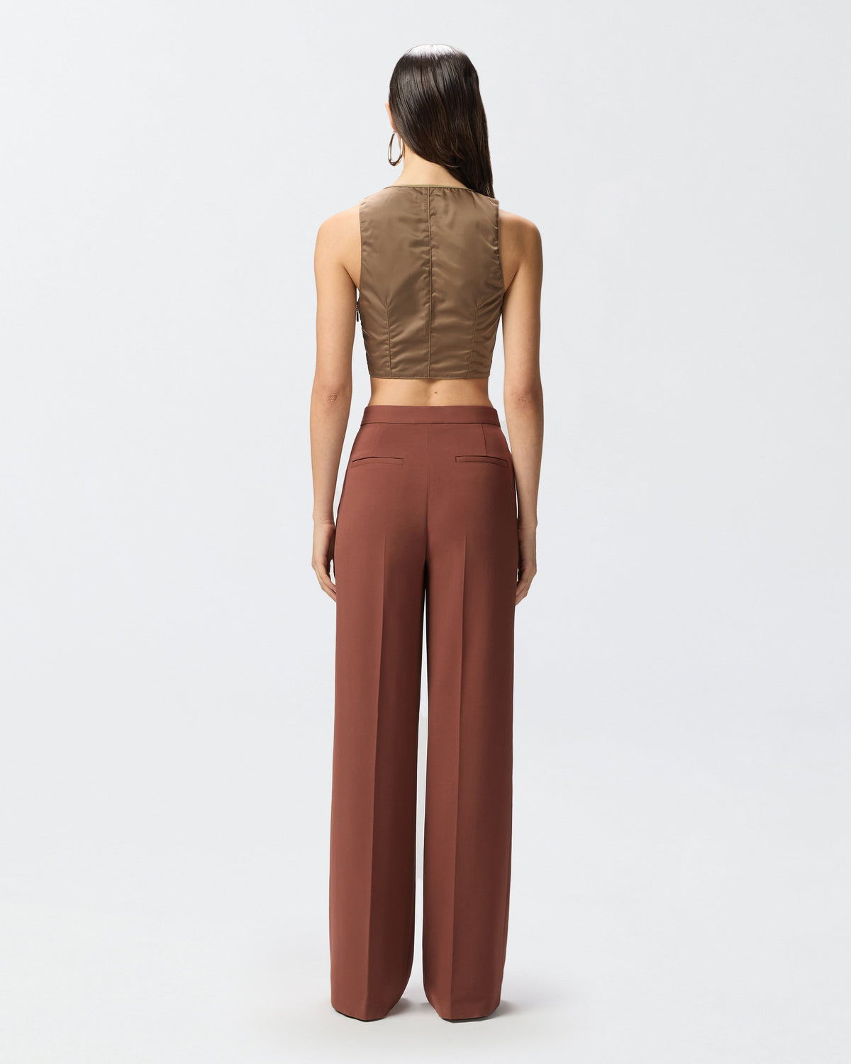 Special-occasion wide-leg cady trousers - brown Trousers