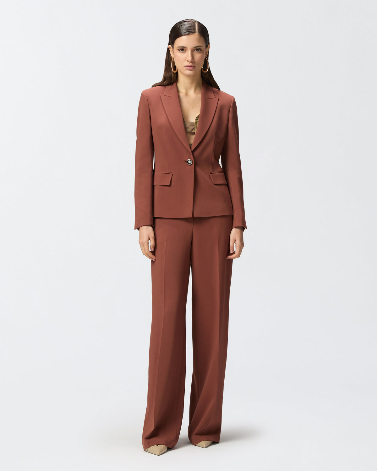 Special-occasion wide-leg cady trousers - brown Trousers