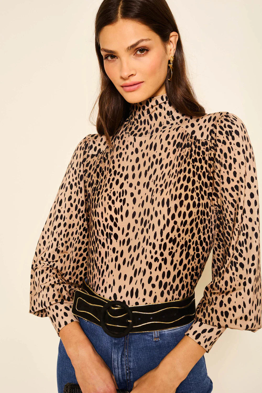 Suki top - antelope spot black Tops Rixo