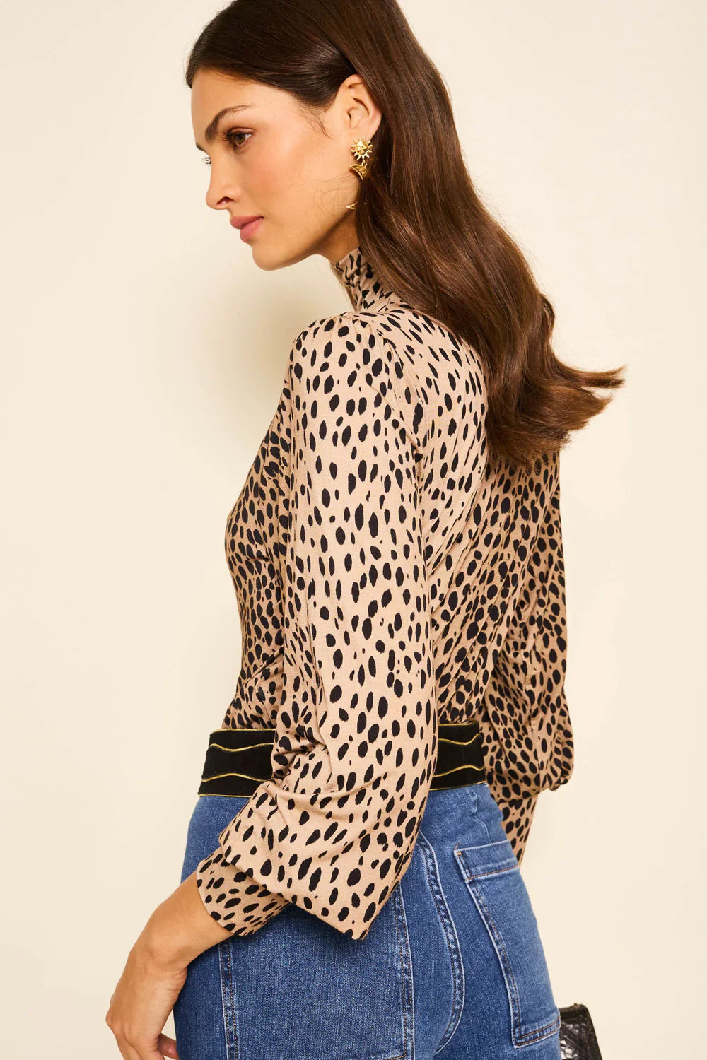 Suki top - antelope spot black Tops Rixo