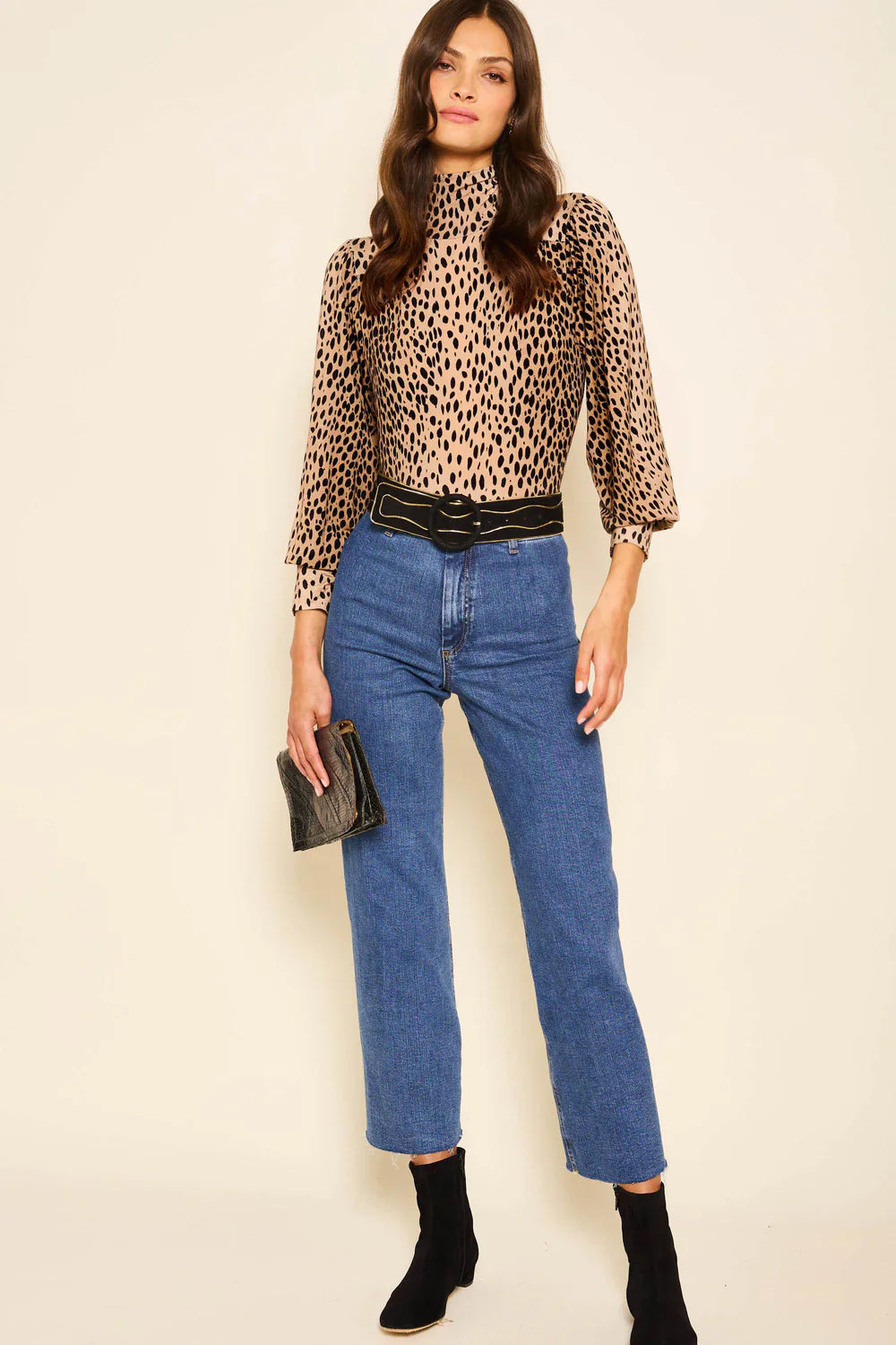 Suki top - antelope spot black Tops Rixo