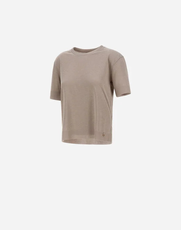 T-shirt in glam knit effect - taupe T-shirts Herno