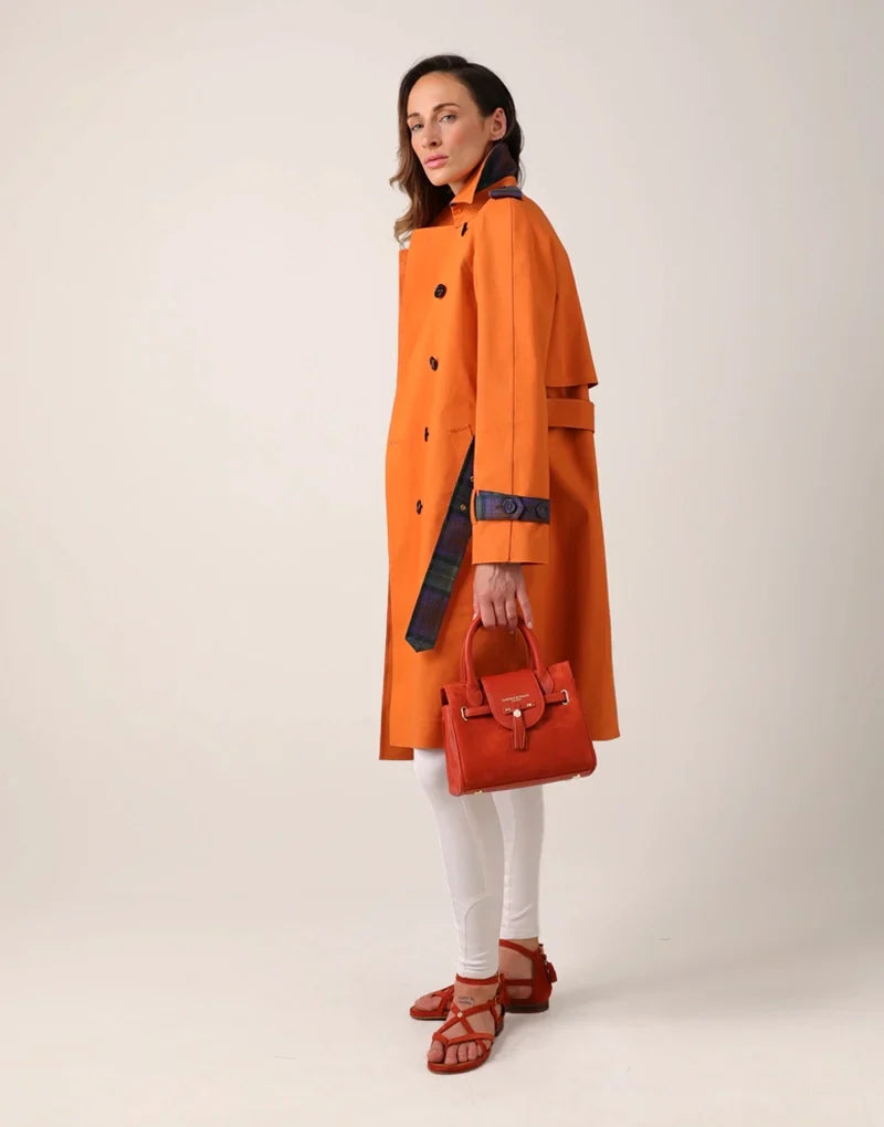 The blair trench - orange / isle of skye tartan Trench