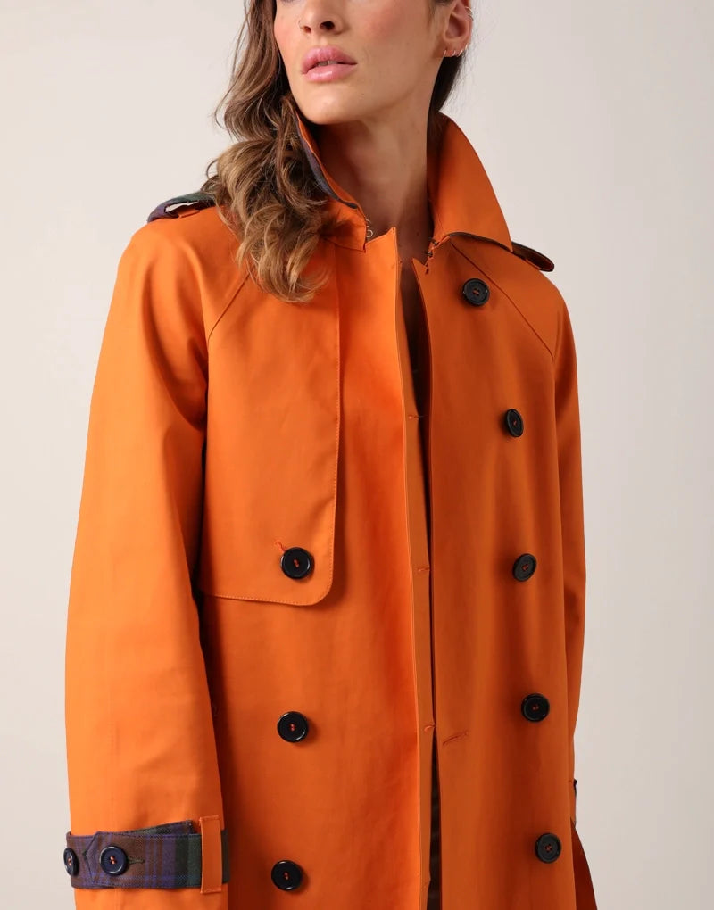 The blair trench - orange / isle of skye tartan Trench