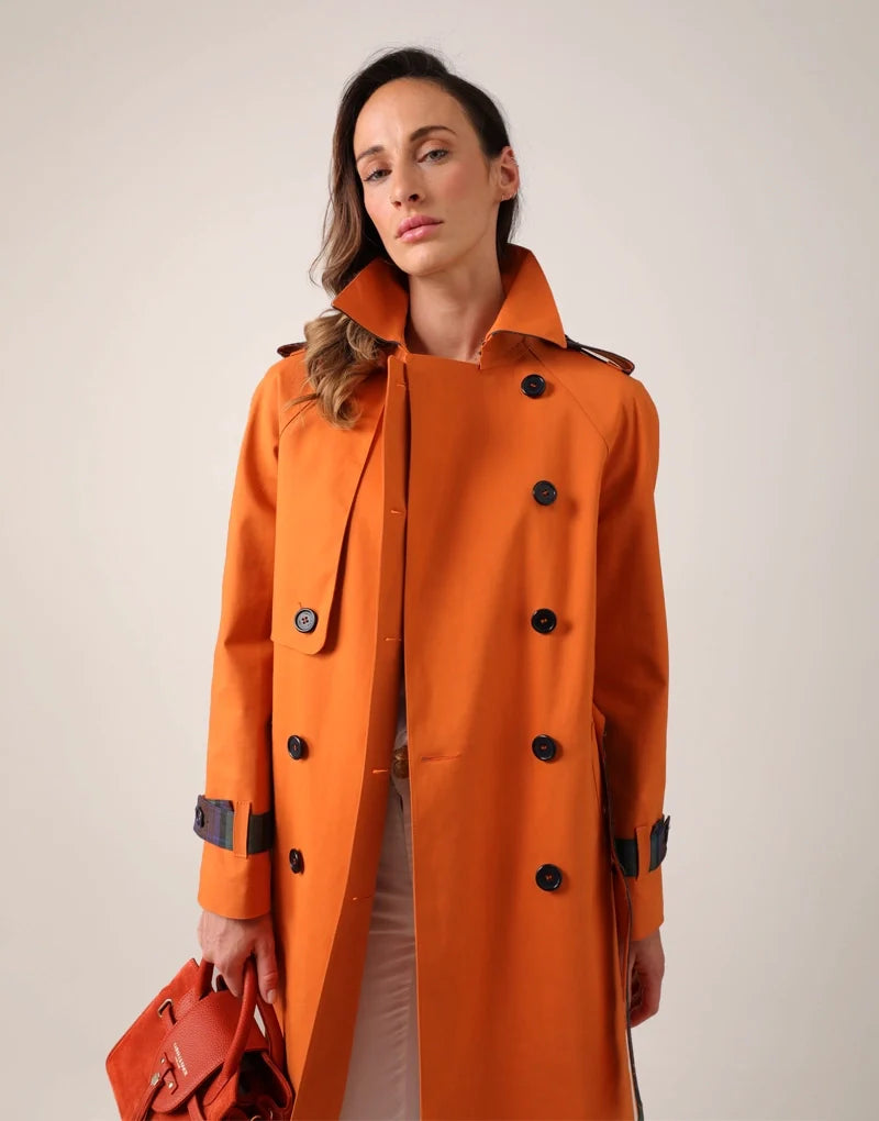 The blair trench - orange / isle of skye tartan Trench