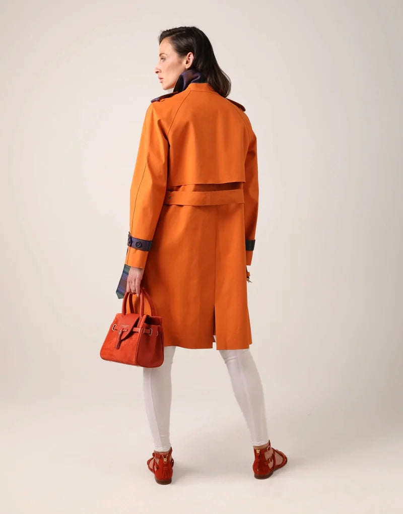 The blair trench - orange / isle of skye tartan Trench