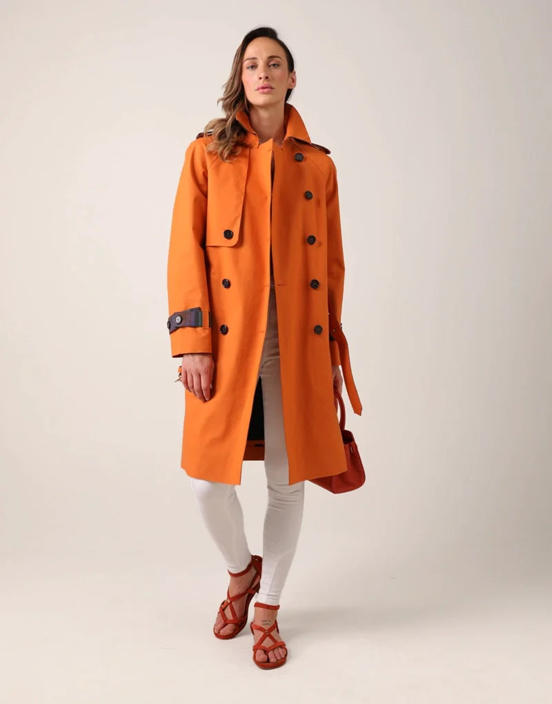 The blair trench - orange / isle of skye tartan Trench