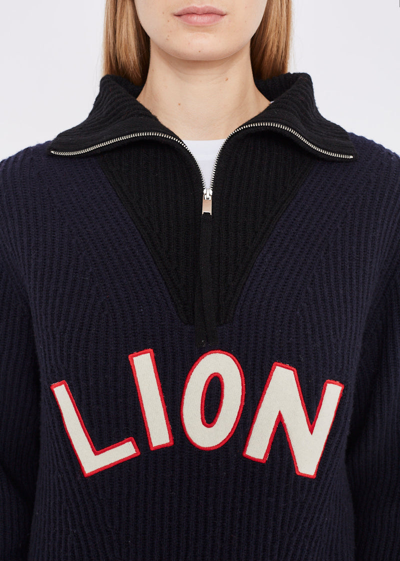 Varsity lion half zip up jumper Jumpers BELLA FREUD