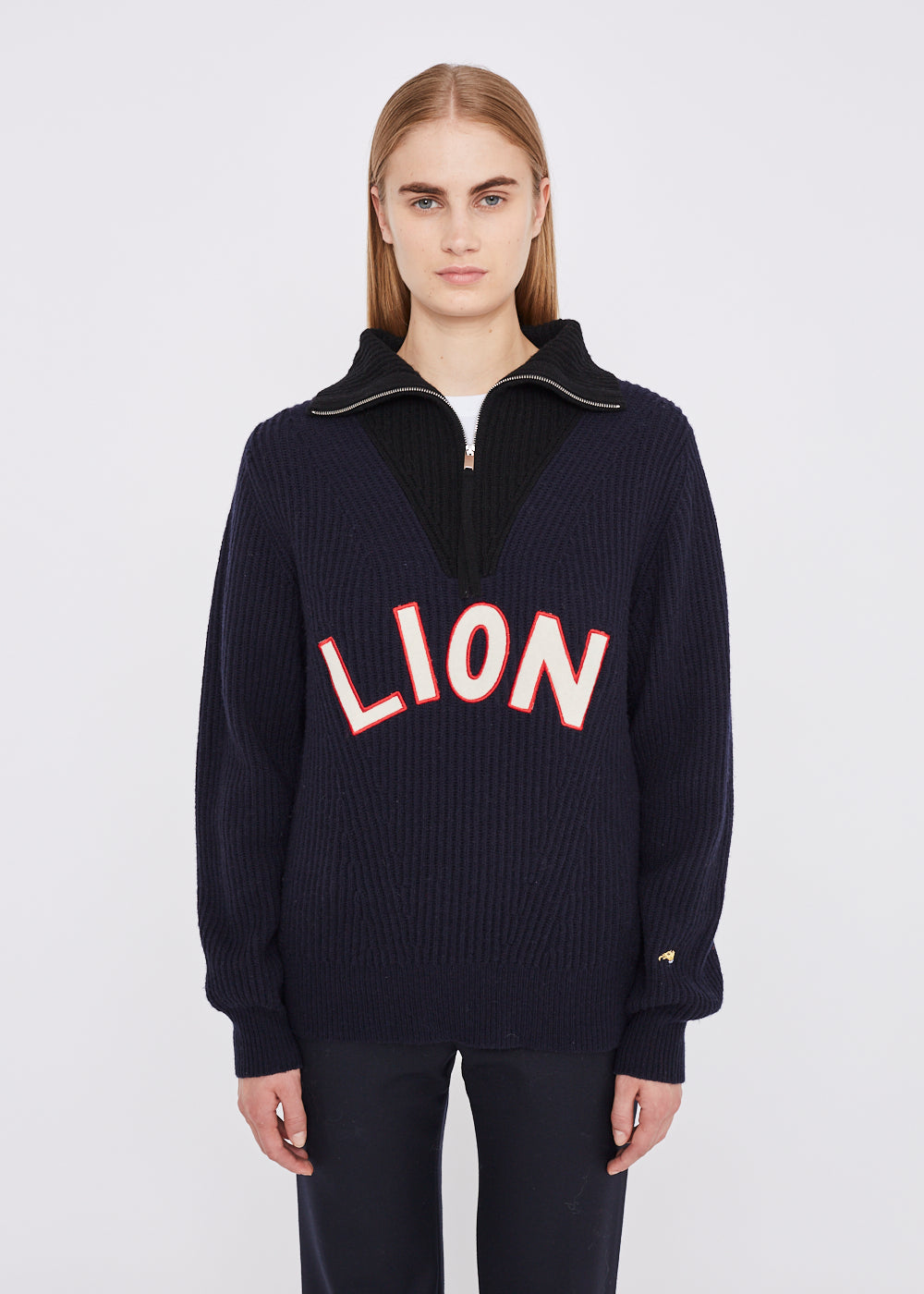 Varsity lion half zip up jumper Jumpers BELLA FREUD