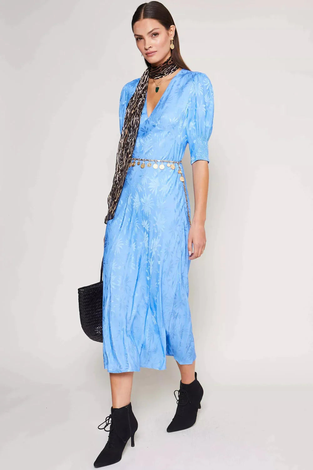 Zadie Dress - Daisy Jacquard Blue Dresses RIXO