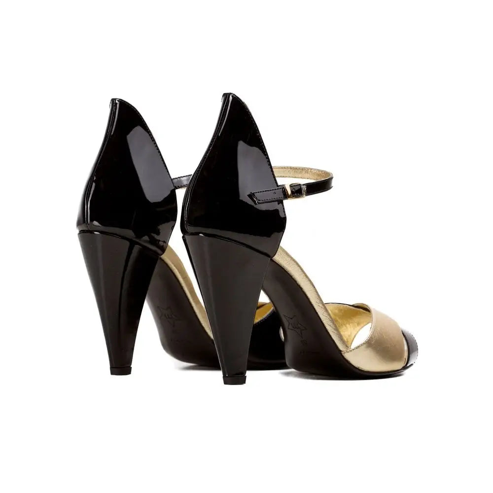 Black and gold high heel shoes best sale