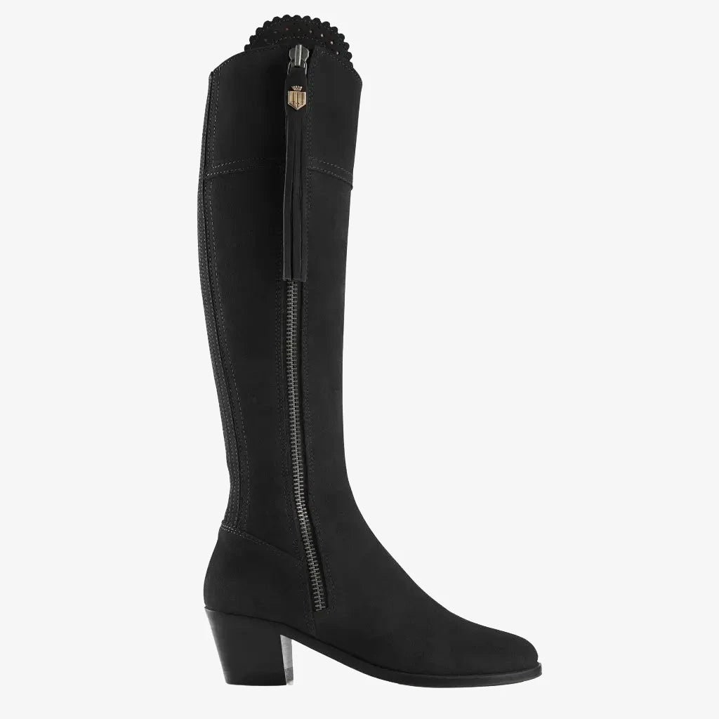 Heeled Regina - Black Suede Tall Boots FAIRFAX & FAVOR