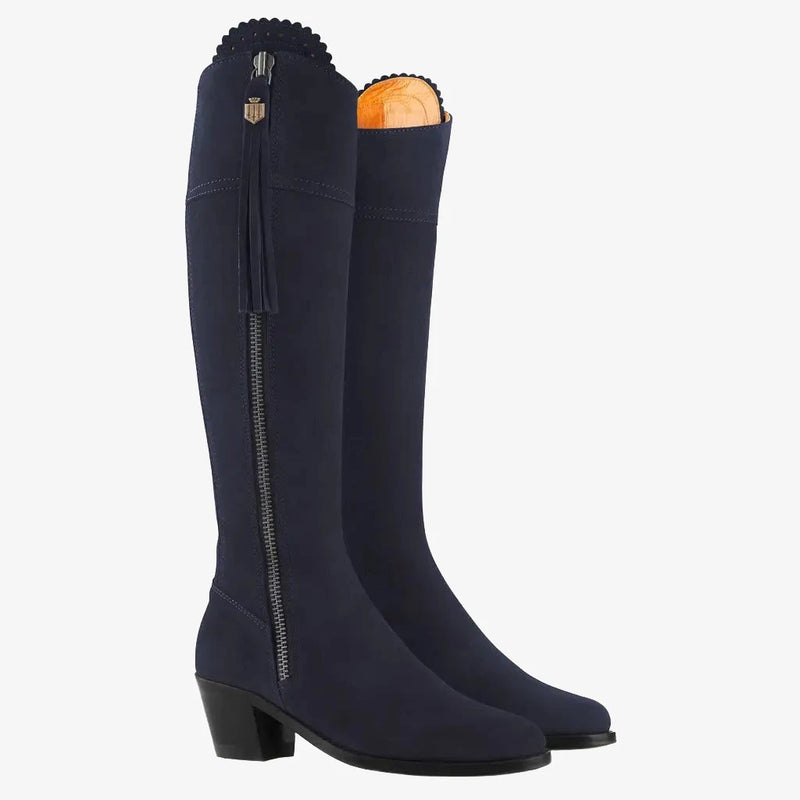 Heeled Regina - Navy Suede Tall Boots FAIRFAX & FAVOR