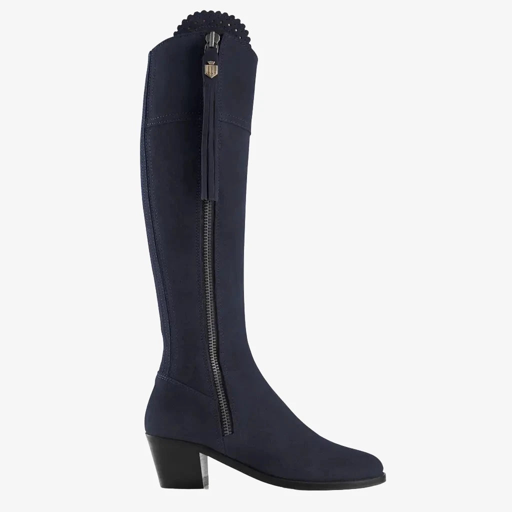 Heeled Regina - Navy Suede Tall Boots FAIRFAX & FAVOR