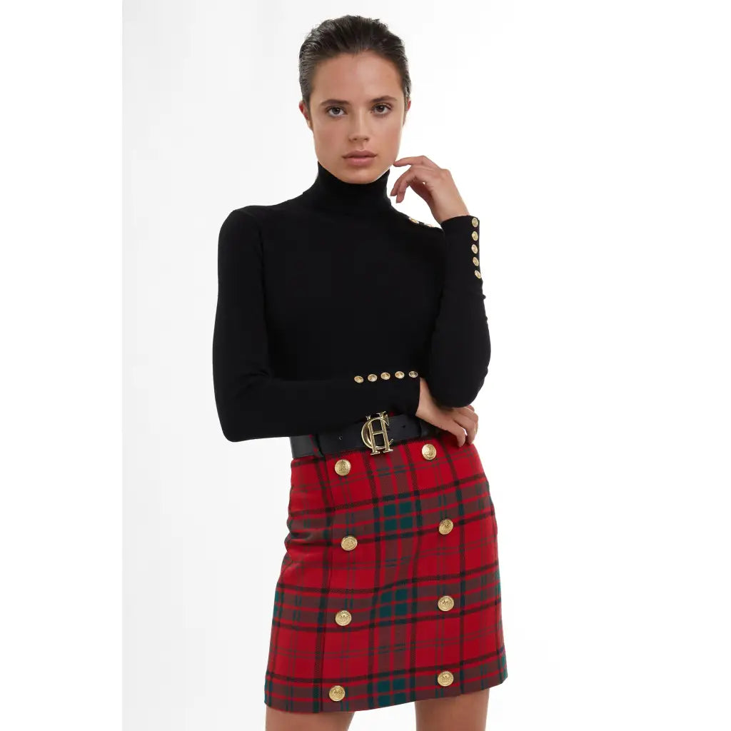 Knightsbridge Skirt - Red Tartan Skirts HOLLAND COOPER