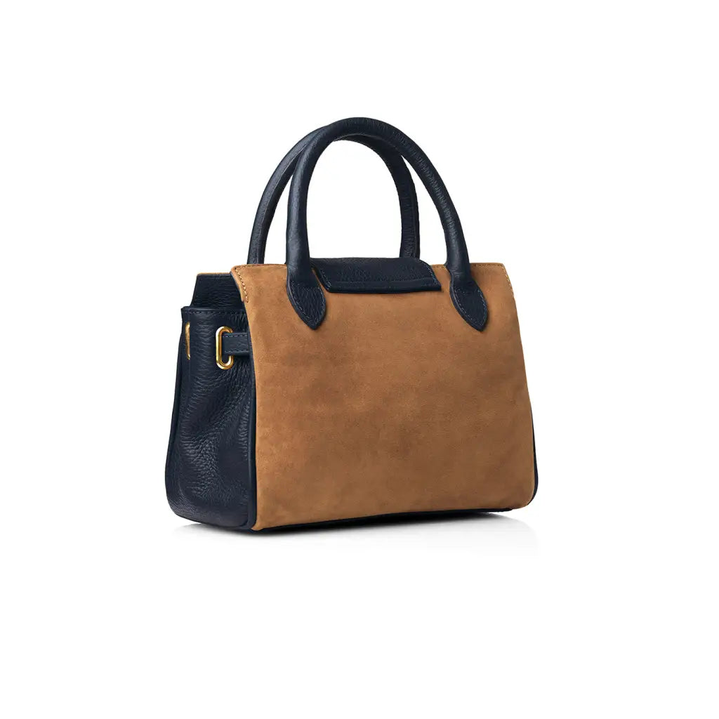 Mini Windsor Bag - Tan / Navy Suede Bags & Purses FAIRFAX &