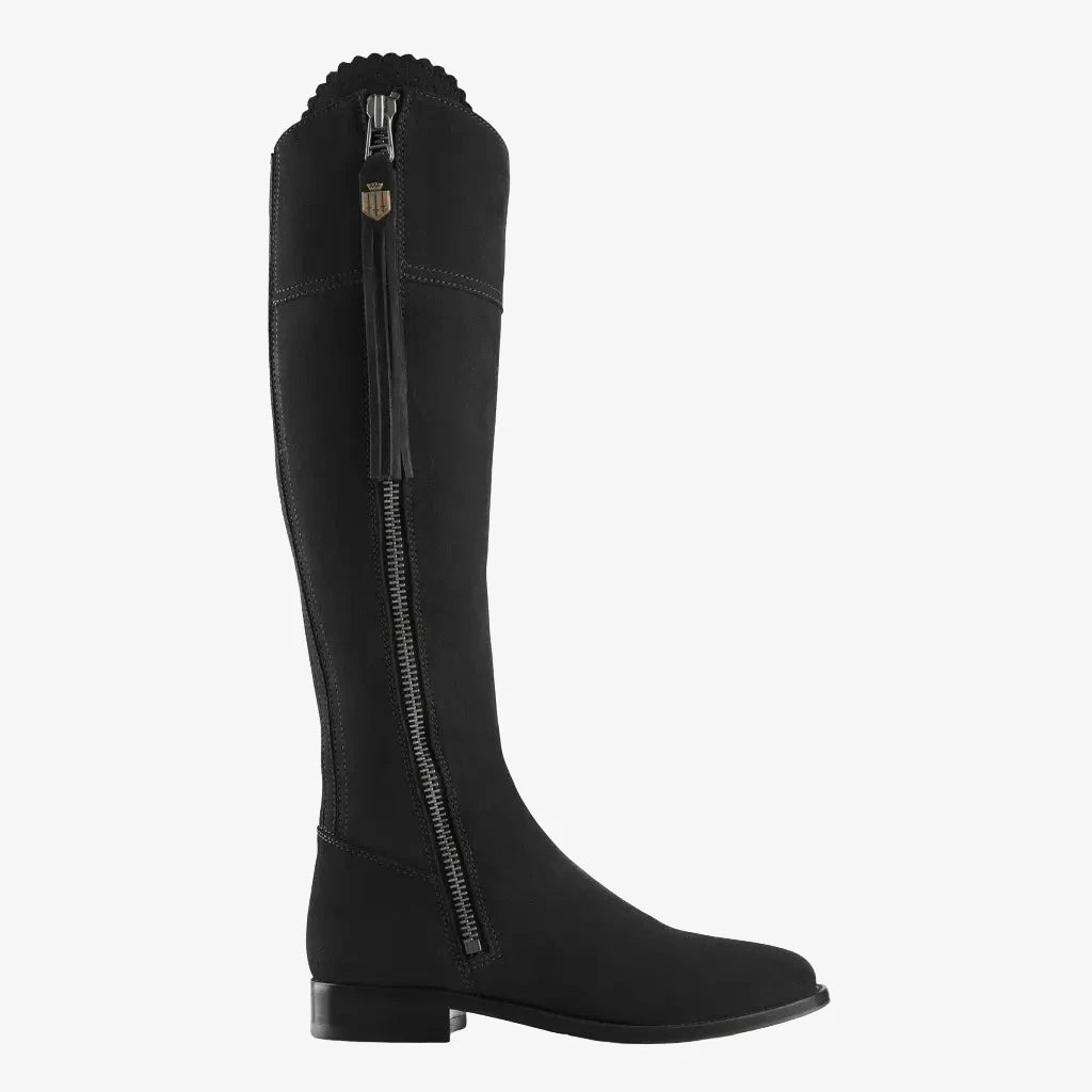 Regina Suede Boot - Black Suede Tall Boots FAIRFAX & FAVOR