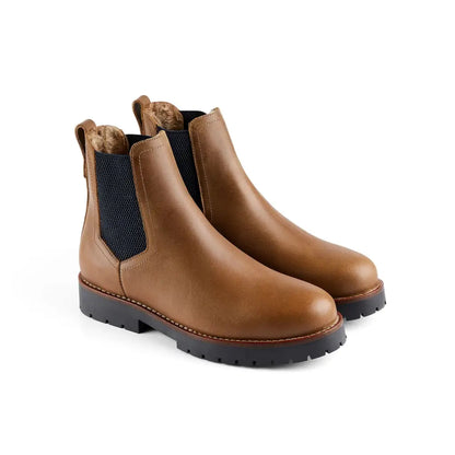 Sheepskin Boudica - Oak Leather Short Boots FAIRFAX & FAVOR