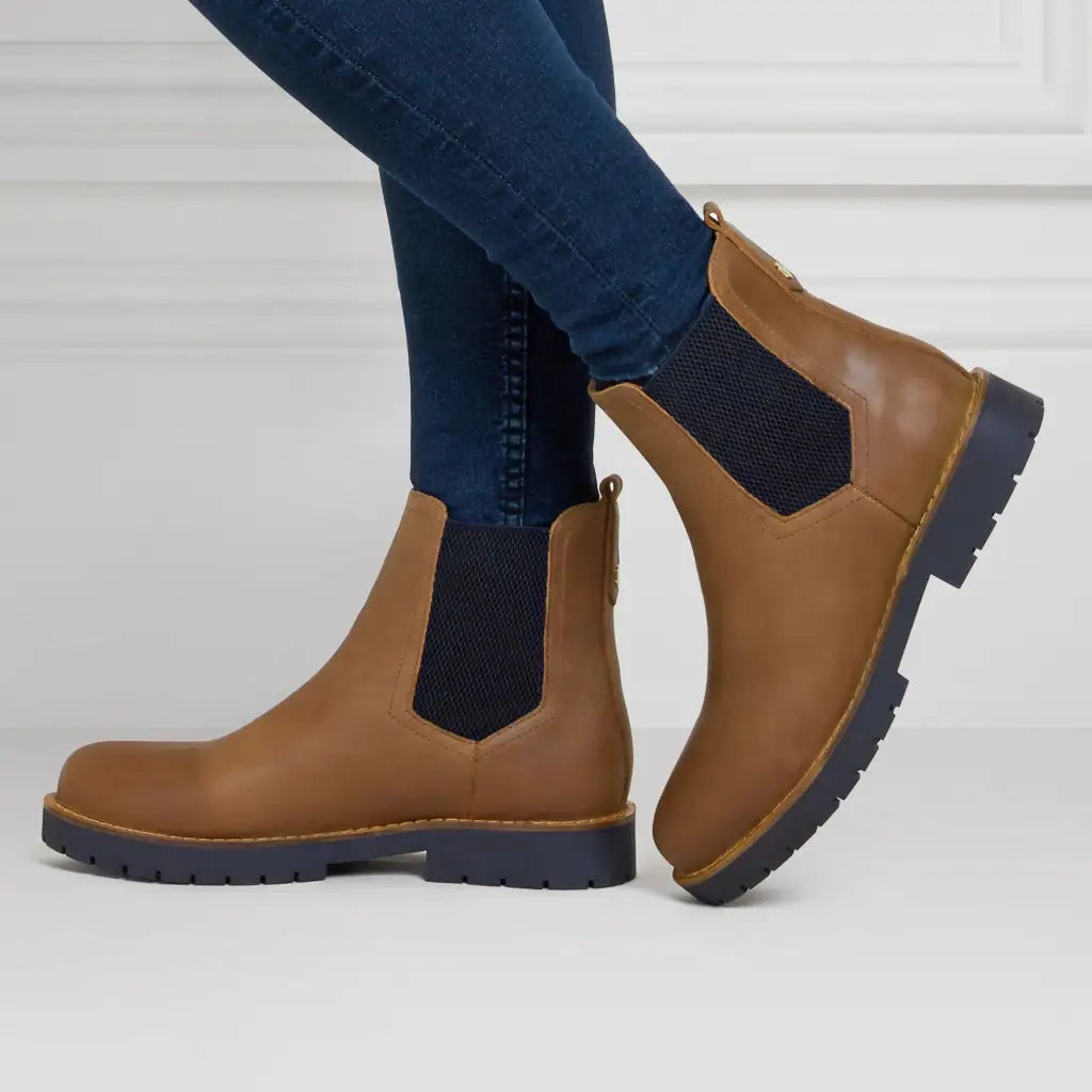 Sheepskin Boudica - Oak Leather Short Boots FAIRFAX & FAVOR