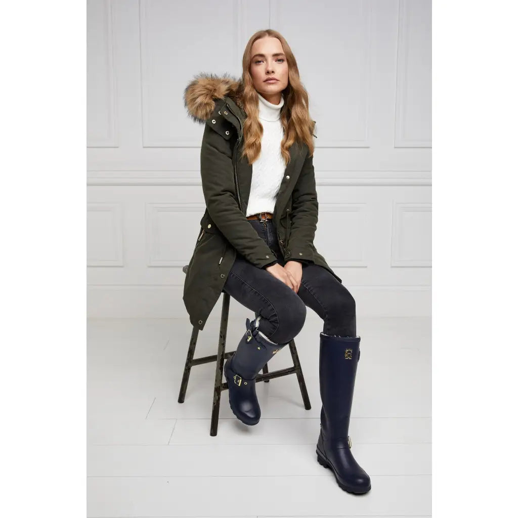 Sherpa Lined Regency Wellington Boot - Matte Navy Wellington