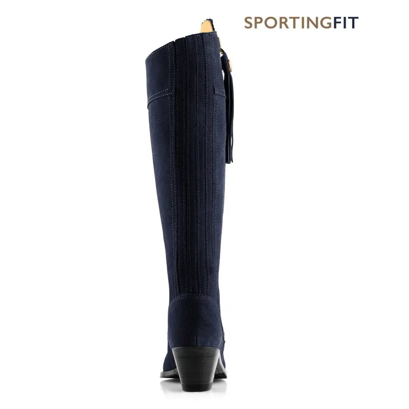 Sporting Fit Heeled Regina - Navy Suede Tall Boots FAIRFAX &