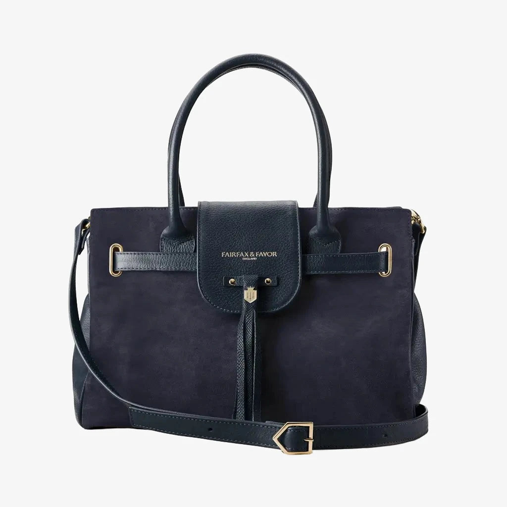 Windsor Handbag - Navy Suede - Navy - Bags & Purses