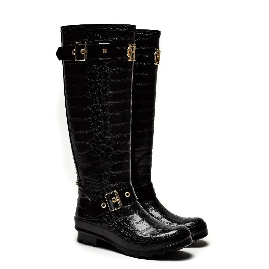 Zip Chelsea Wellington - Black Croc Wellington Boots HOLLAND